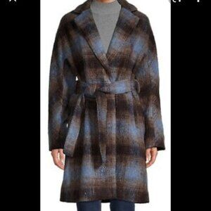 Rachel Zoe Plaid Wool-Blend Belted Trench Coat (NWT)